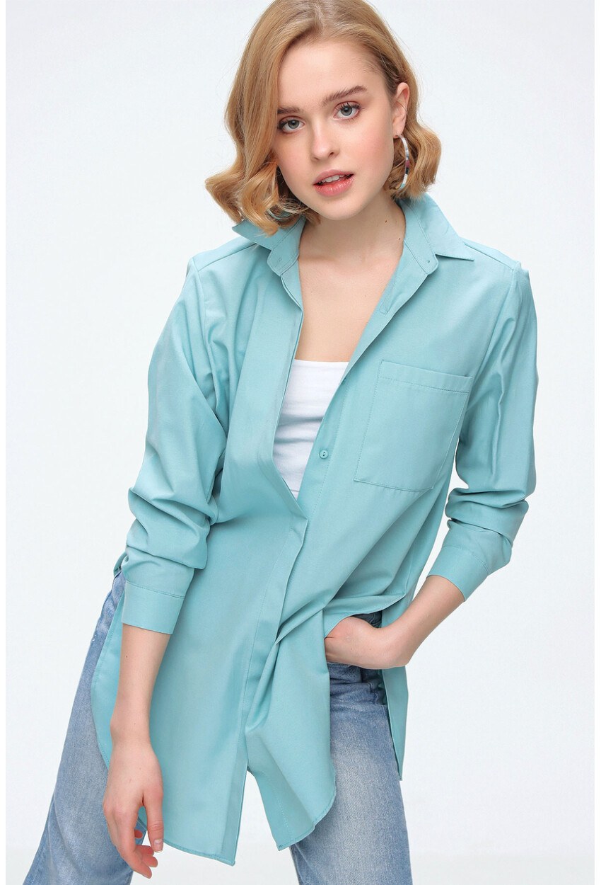 3879 Oversize Cepli Gömlek