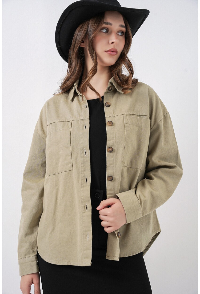 20192 Oversize Gabardin Gömlek Ceket