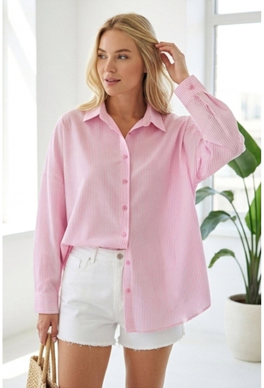 3900 Oversize Uzun Basic Gömlek