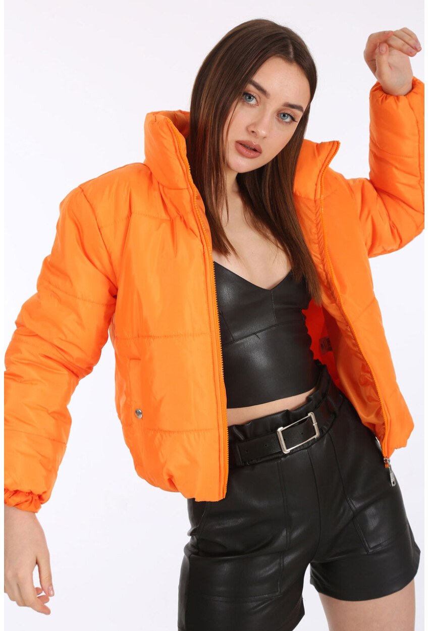 5124 Siyah Crop Şişme Mont