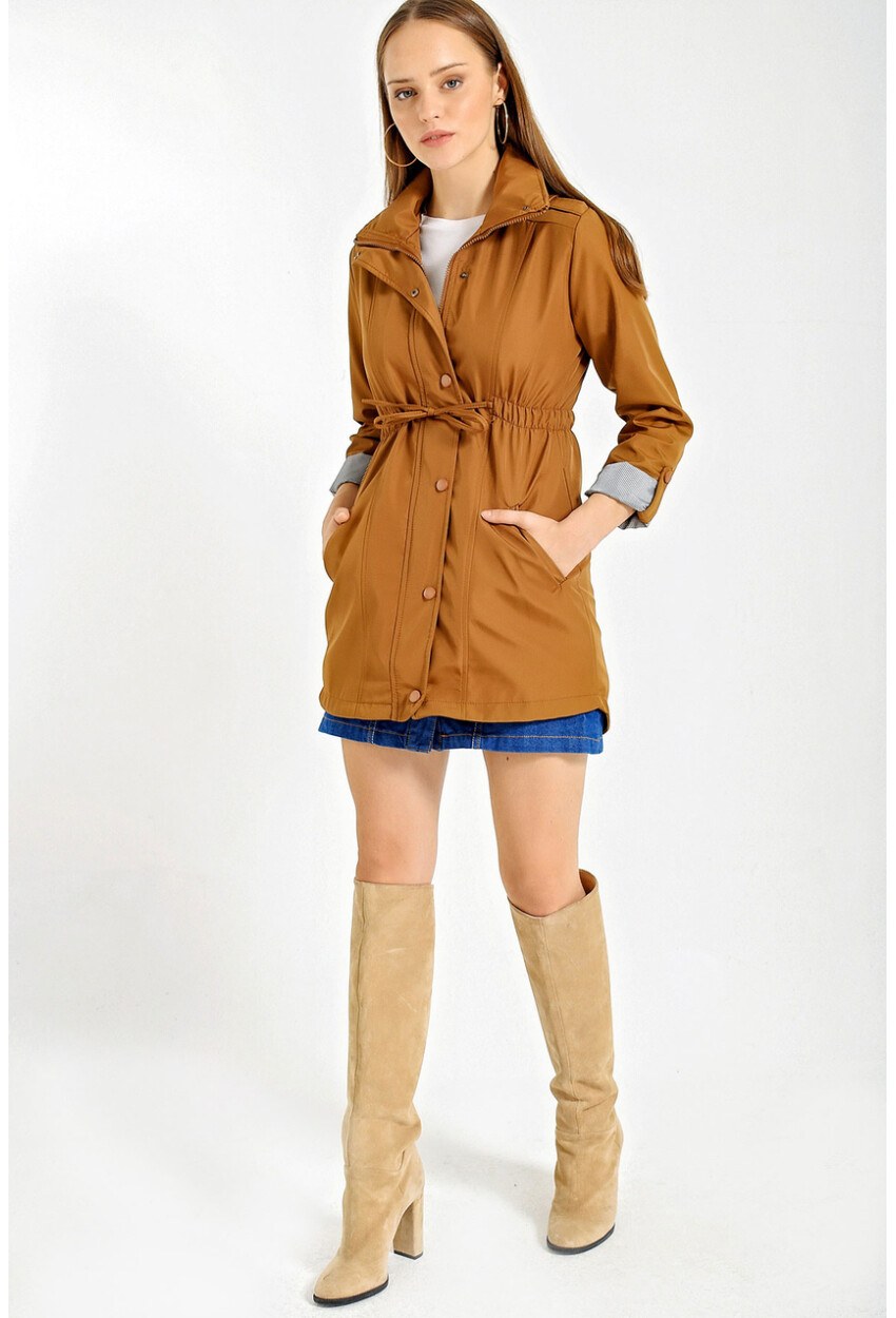 5669 Belden Lastikli Trenchcoat