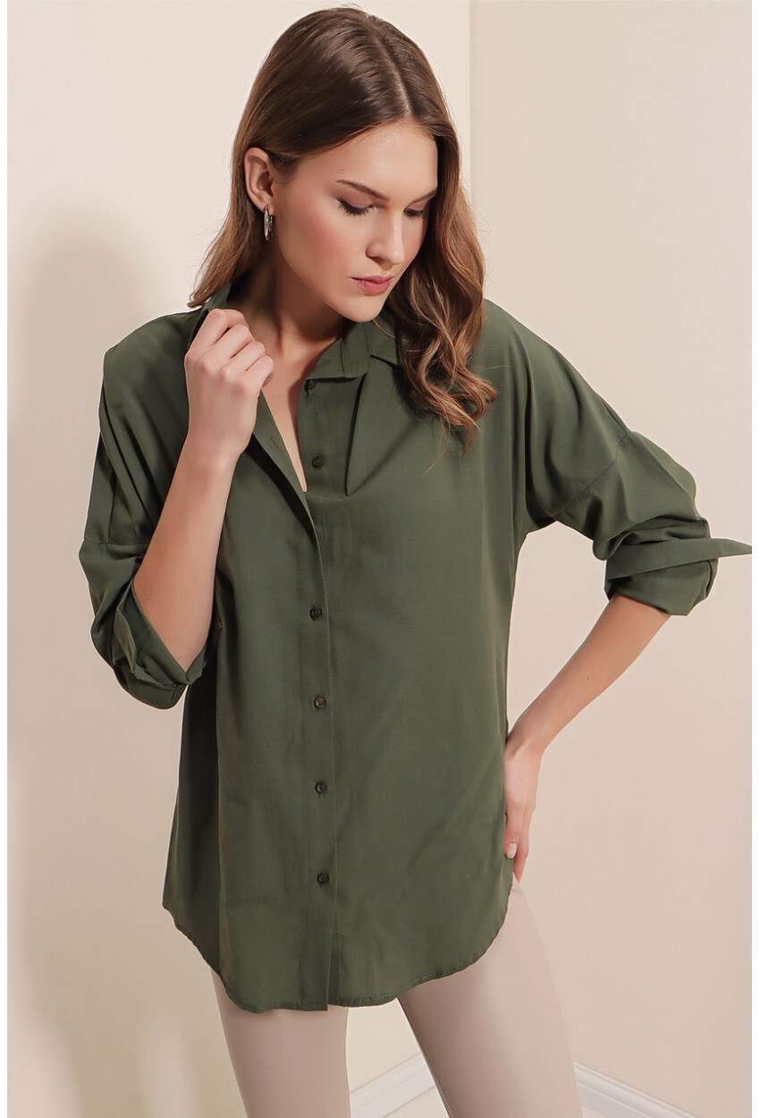 3900 Oversize Uzun Basic Gömlek