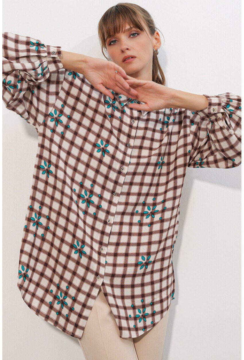 3900 Oversize Uzun Basic Gömlek