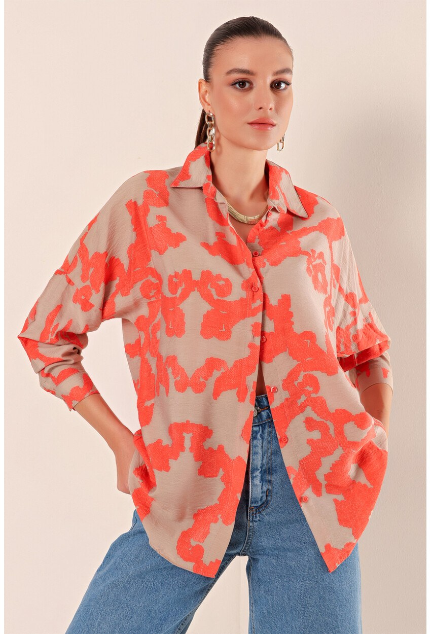 3900 Oversize Uzun Basic Gömlek