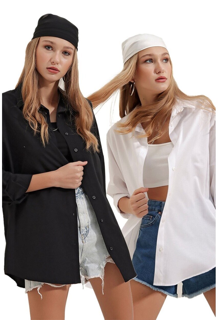 3900 Oversize Uzun Basic Gömlek