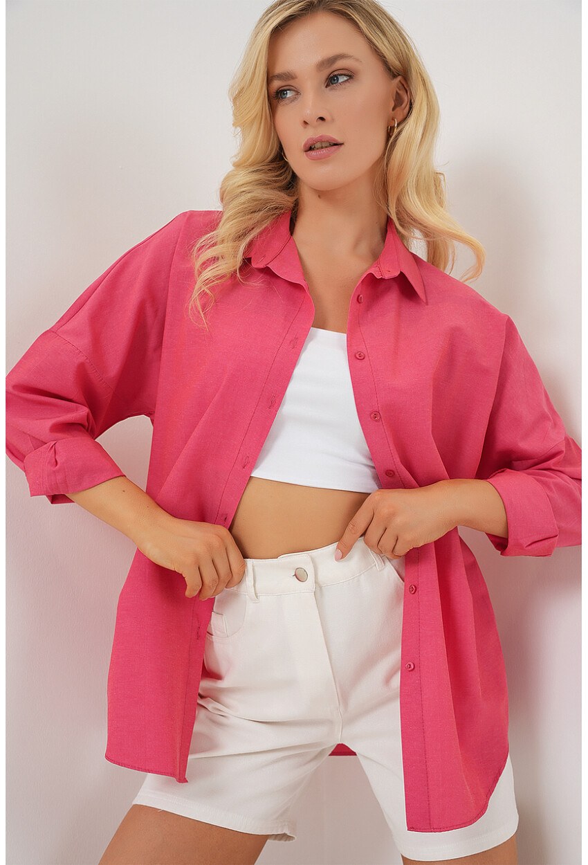 3900 Oversize Uzun Basic Gömlek