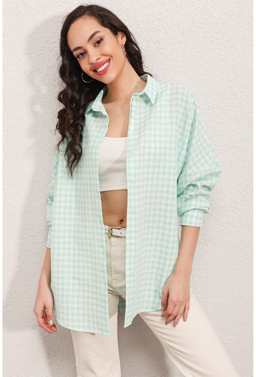 3900 Oversize Uzun Basic Gömlek