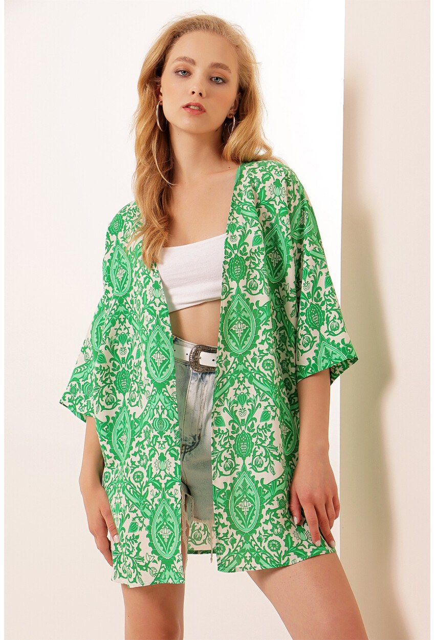 5863 Desenli Kimono