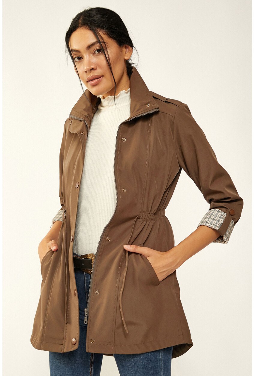 5669 Belden Lastikli Trenchcoat