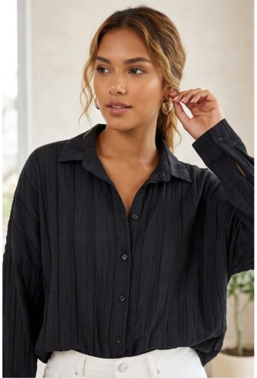 3900 Oversize Uzun Basic Gömlek
