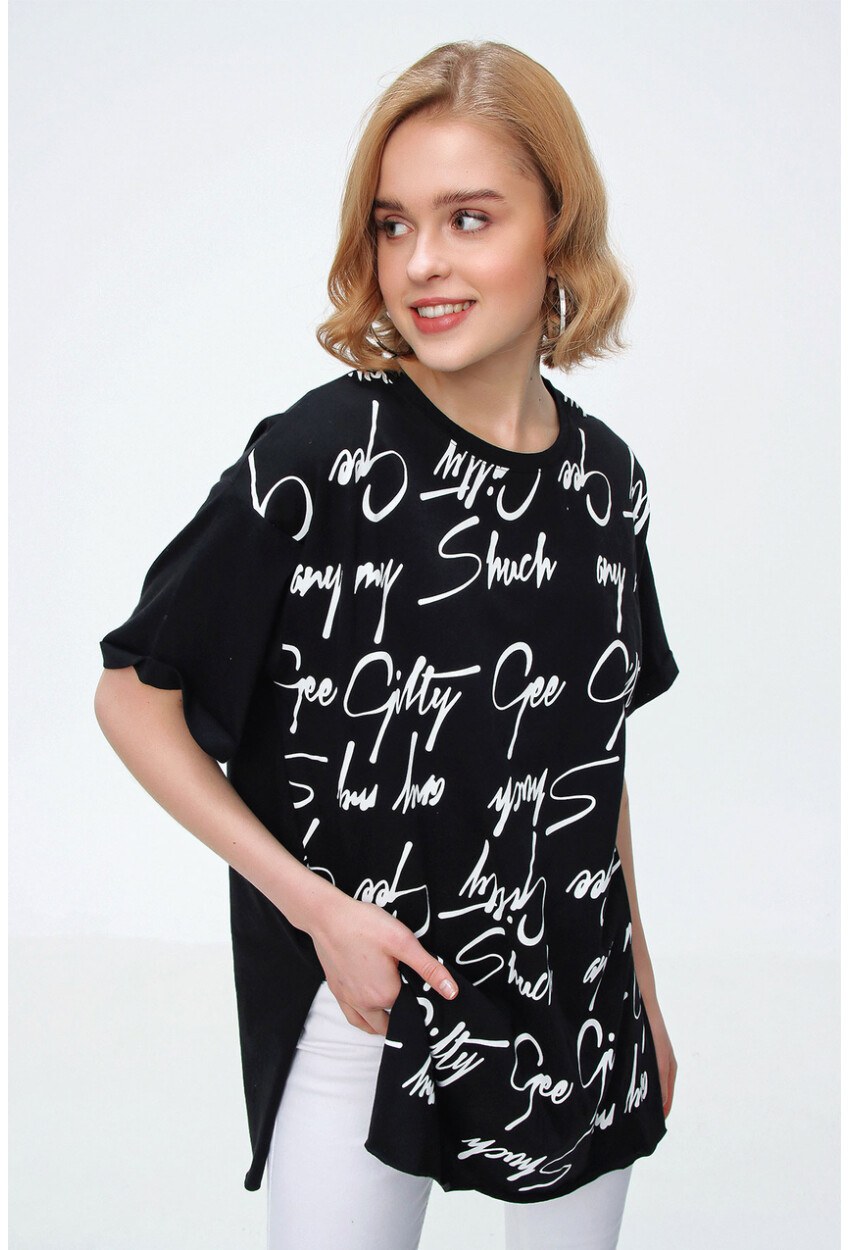 4290 Yazı Baskılı Tshirt