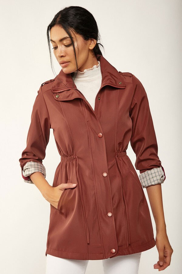 5669 Belden Lastikli Trenchcoat