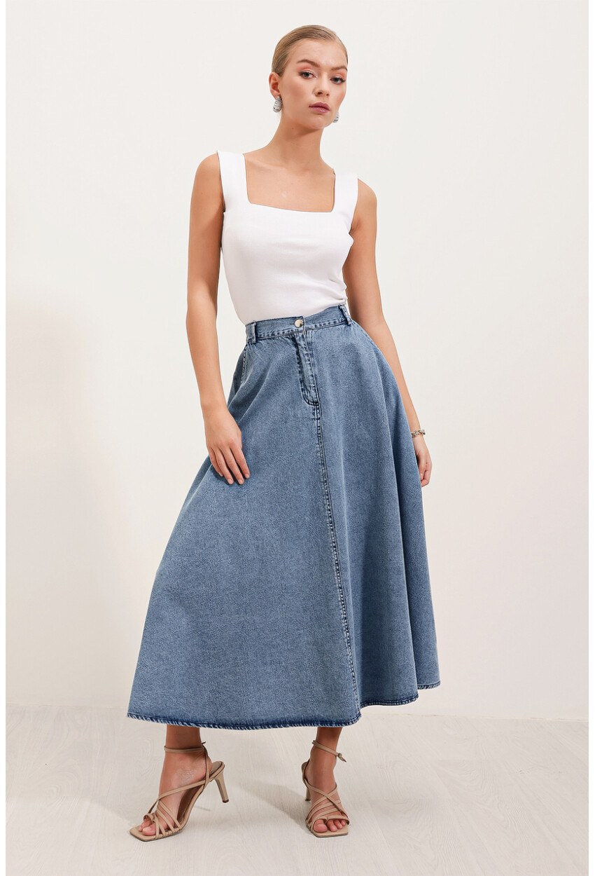 8004 A Tipi Denim Etek