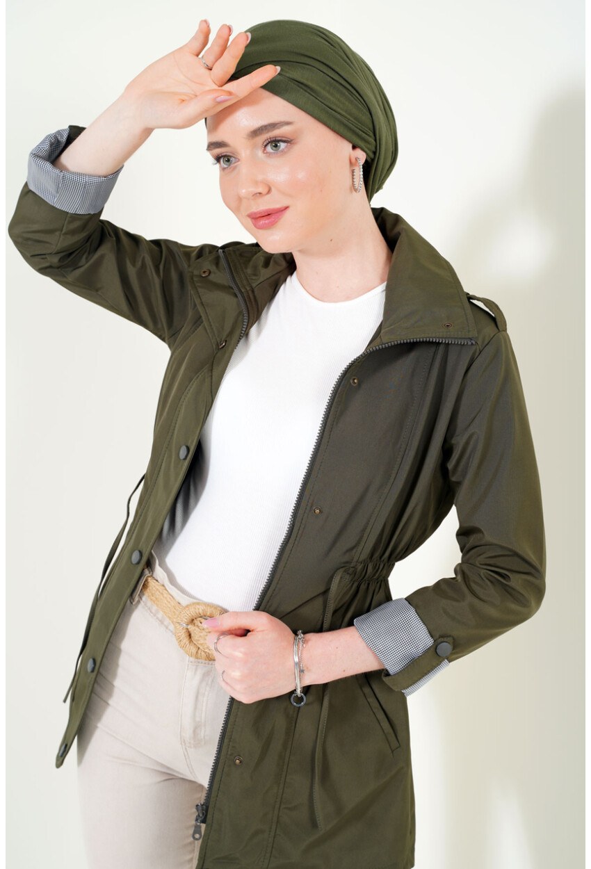 5669 Belden Lastikli Trenchcoat