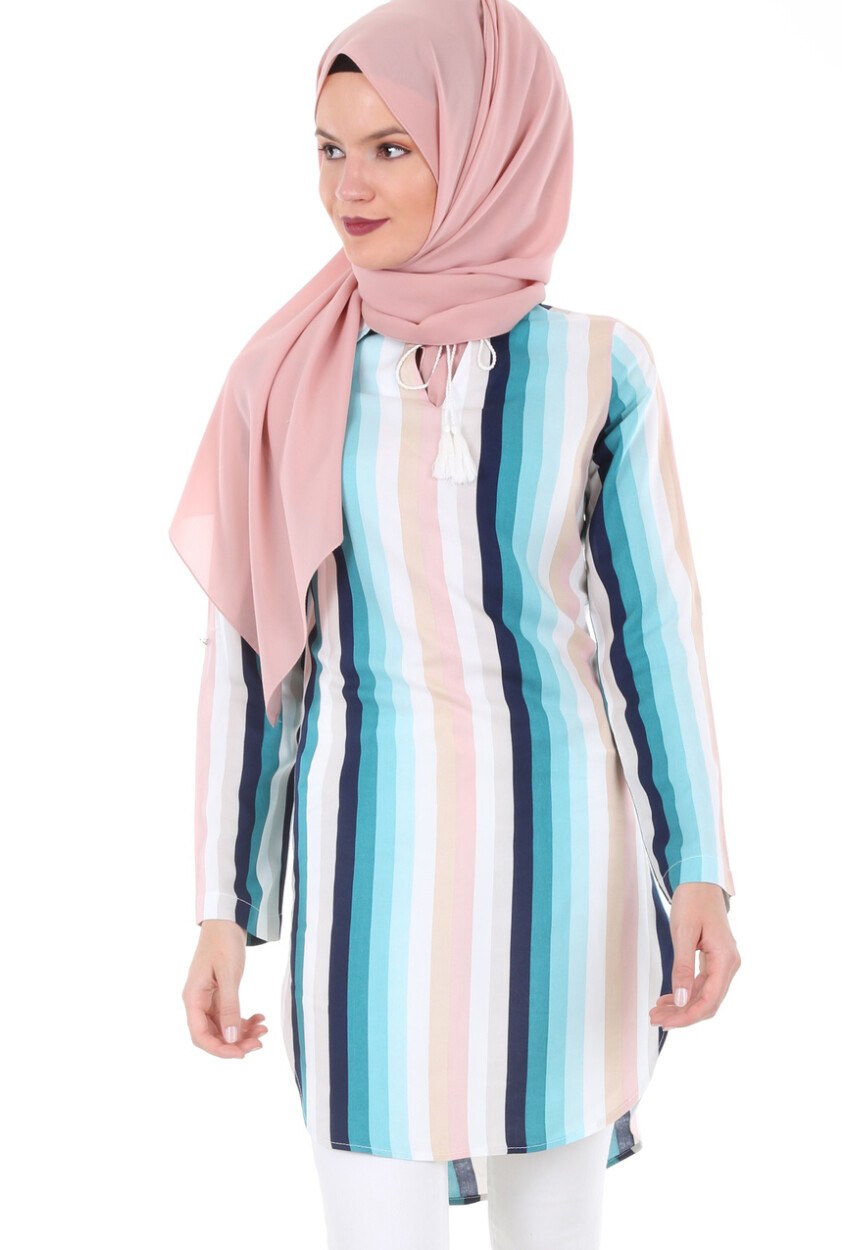 5694 Önü Bağcıklı Tesettür Tunik