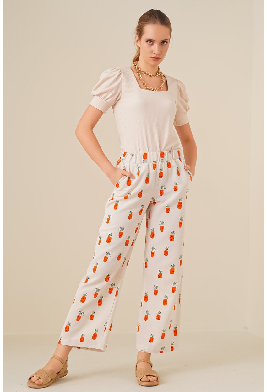 6554 Desenli Bol Paça Pantolon