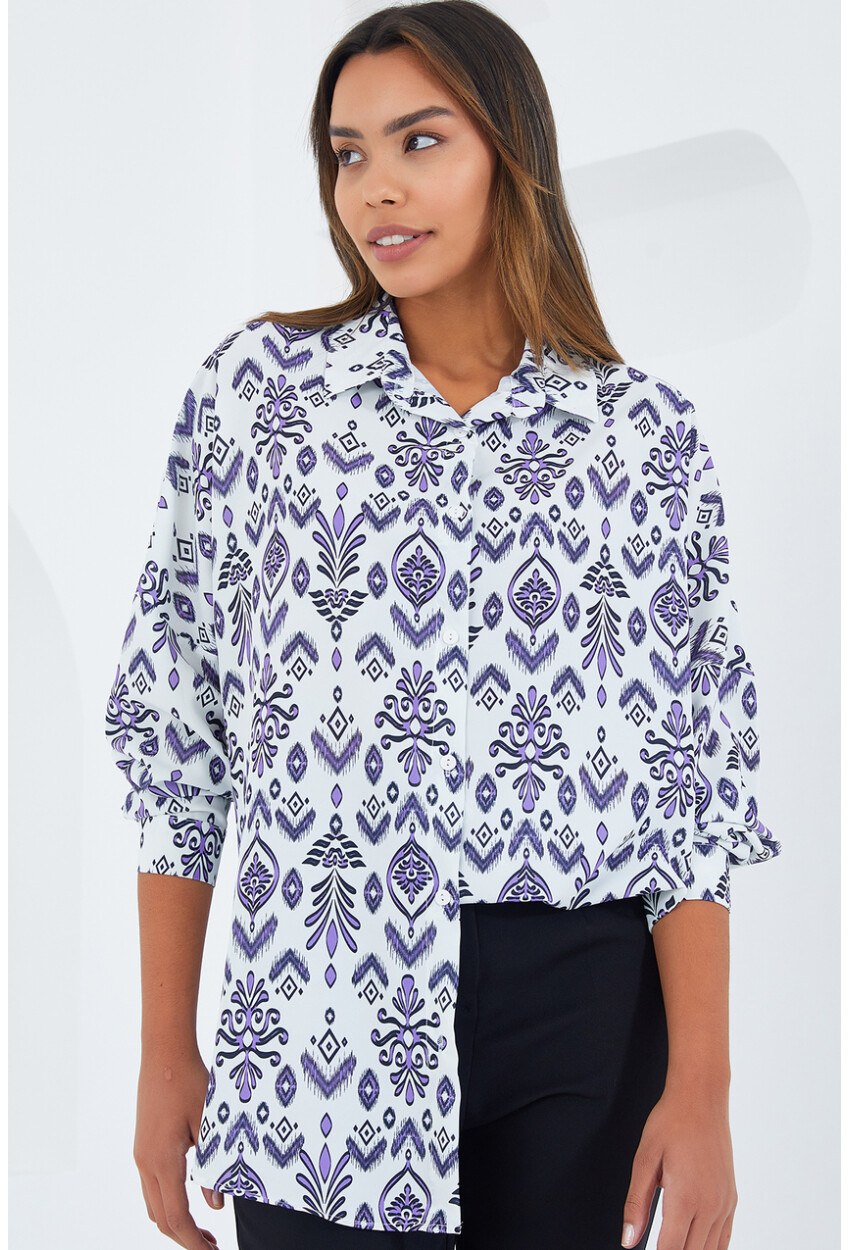 3985 Oversize Saten Gömlek