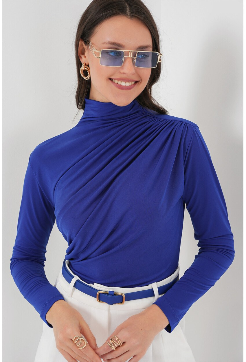 925 Büzgü Detaylı Sandy Bluz