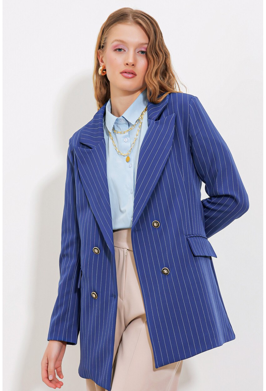 0699 Çizgili Blazer Ceket