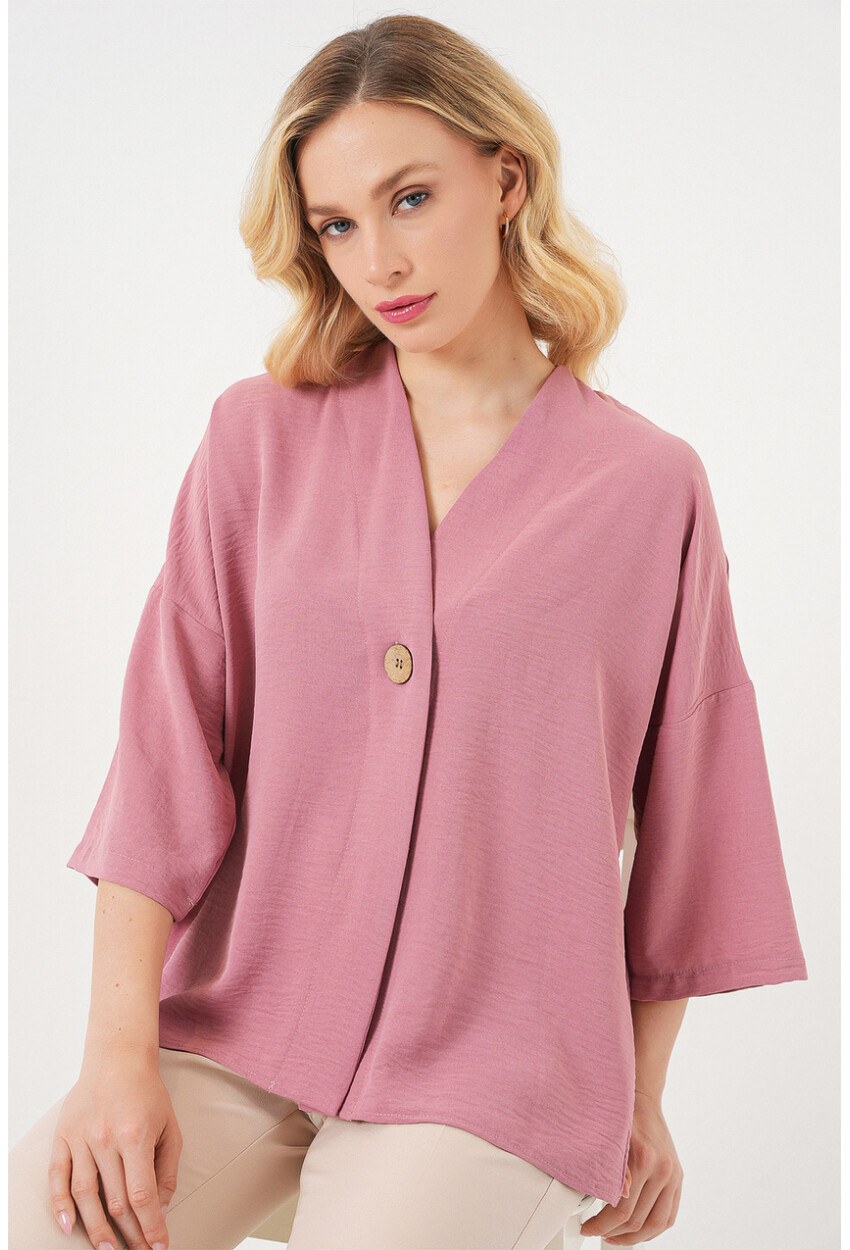 Kadın Kısa Kol Oversize Kimono 5969