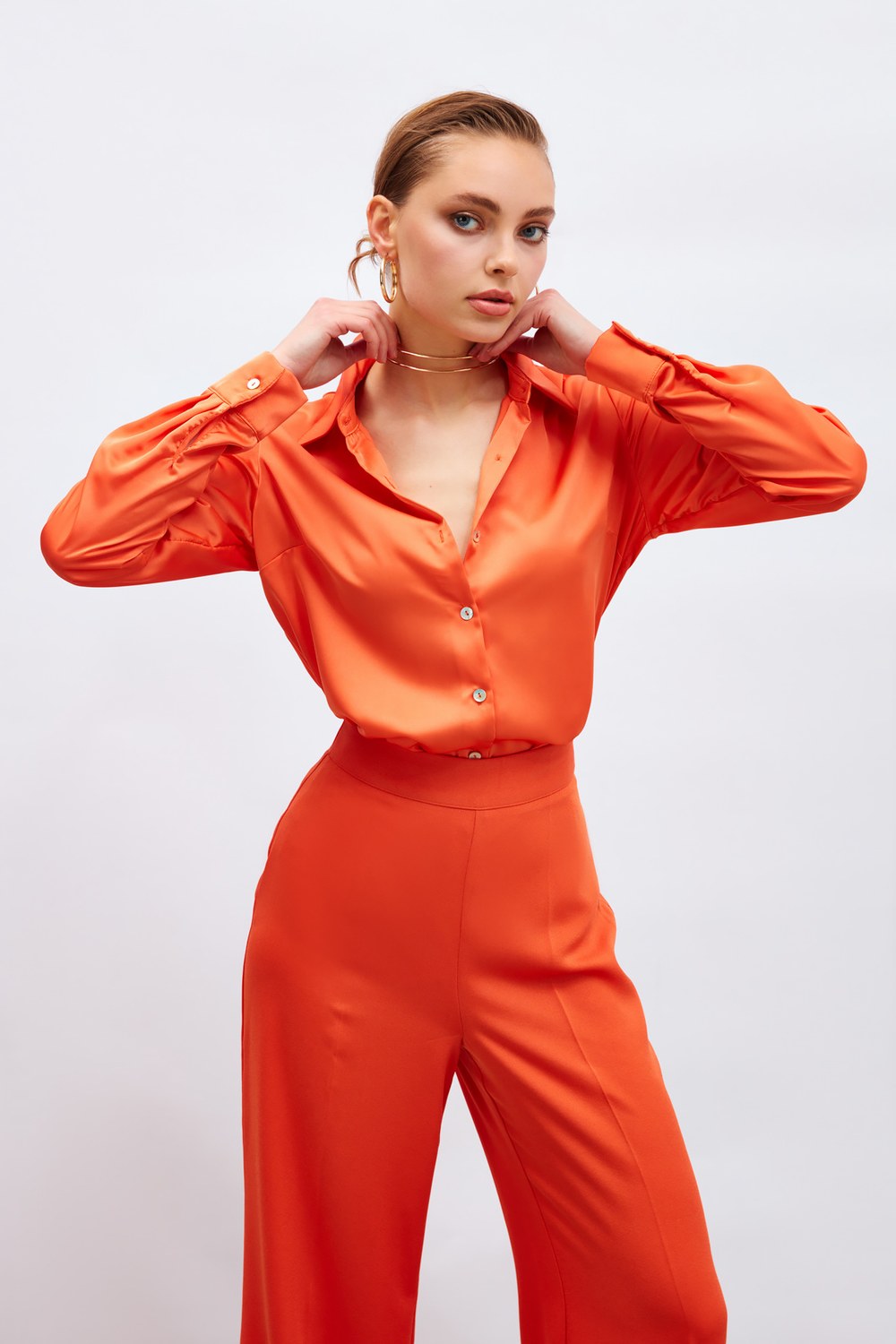 Saten Gömlek - Oranj