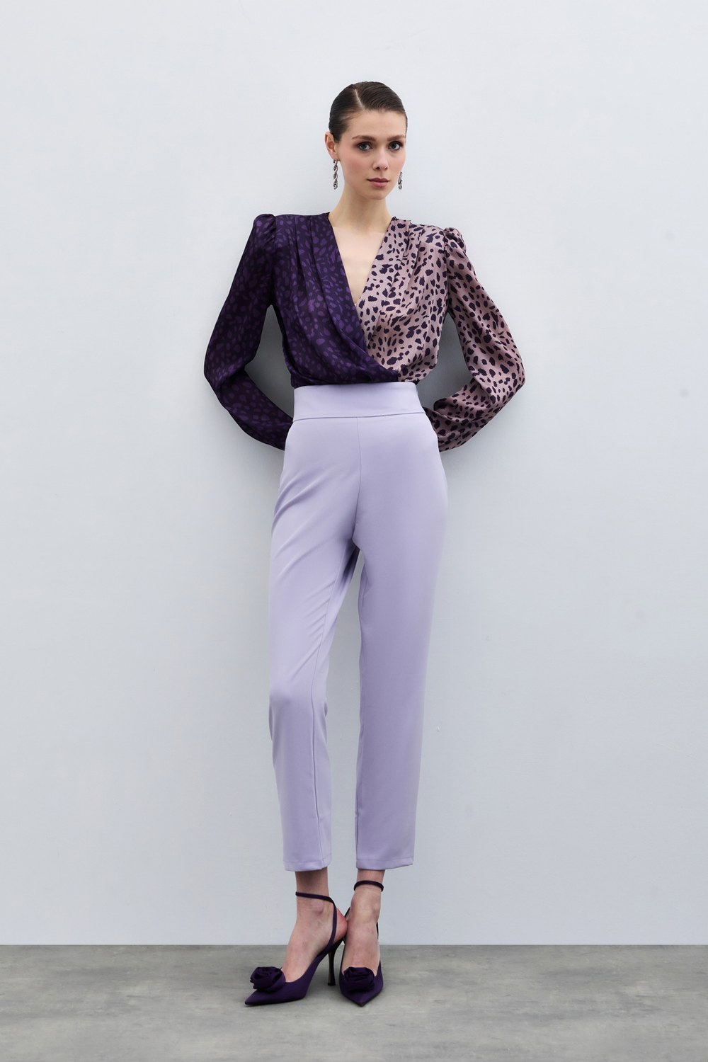 Korsaj Detaylı Pantolon - Lila