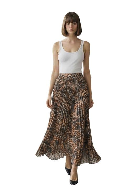 Leopar Desenli Etek