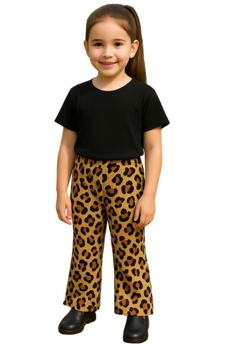 İspanyol Paça Leopar Desenli Çocuk Tayt