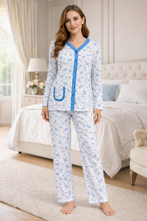 Anne Düğmeli Pijama Takımı