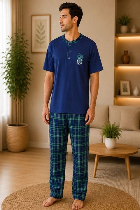 Erkek Cepli Kısa Kol Pijama Takımı Hfz - Görseldeki Renk
