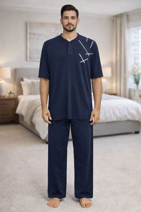 Erkek Süprem Kısa Kol Pijama Takımı - Hfz