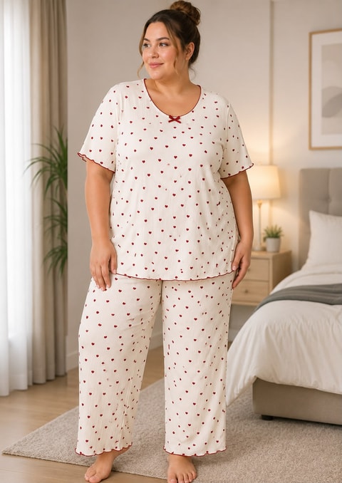 Kaşkorse Battal Kısa kol Kadın Pijama Takımı