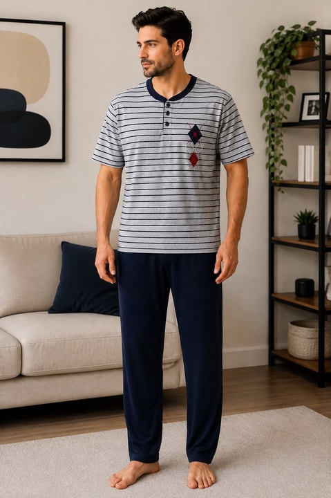 Erkek Kısa Kol Pijama Takımı - Hfz