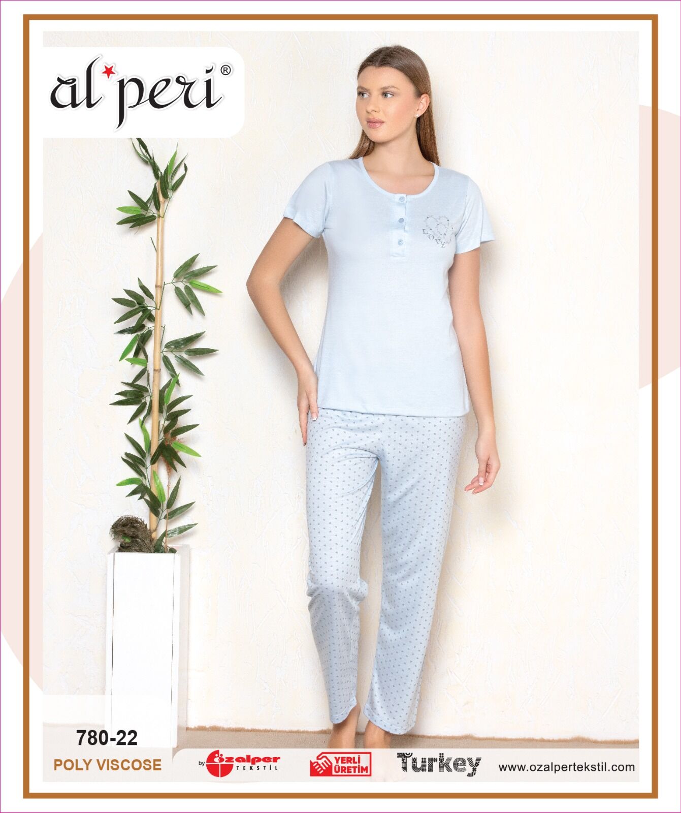 Alperi 780-22 (m-L-Xl-Xxl) Bayan Viskon Kısa Kollu Pijama Takım 4'lü