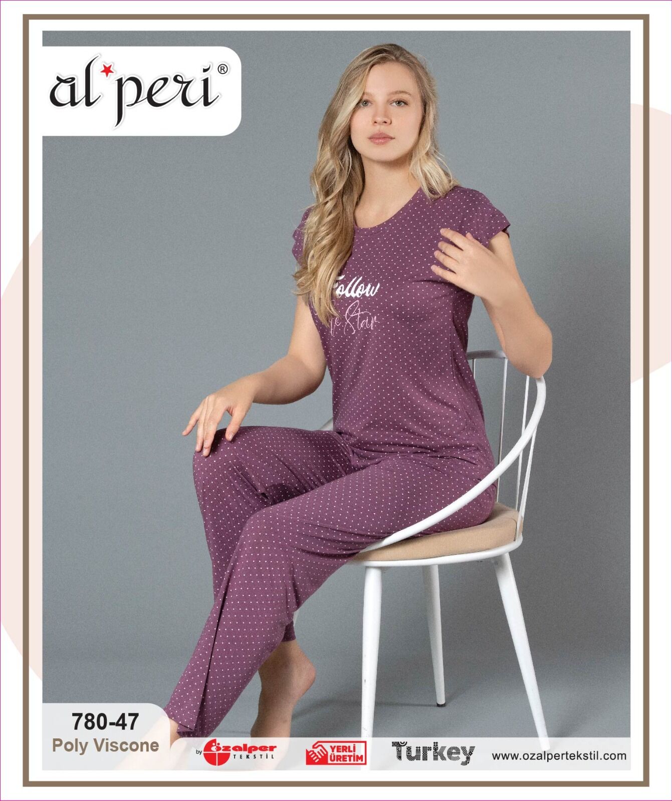 Alperi 780-47 (m-L-Xl-Xxl) Bayan Vizon Kısa Kollu Pijama Takım 4'lü