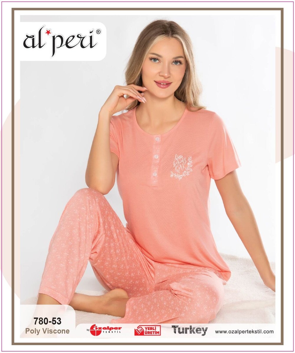 Alperi 780-53 (m-L-Xl-Xxl) Bayan Viskon Kısa Kollu Pijama Takım 4'lü