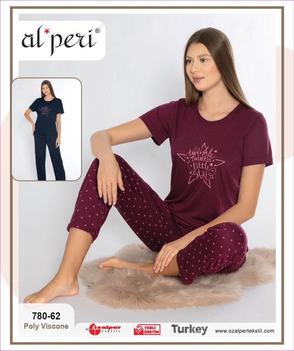Alperi 780-62 (m-L-Xl-Xxl) Bayan Viskon Kısa Kollu Pijama Takım 4'lü