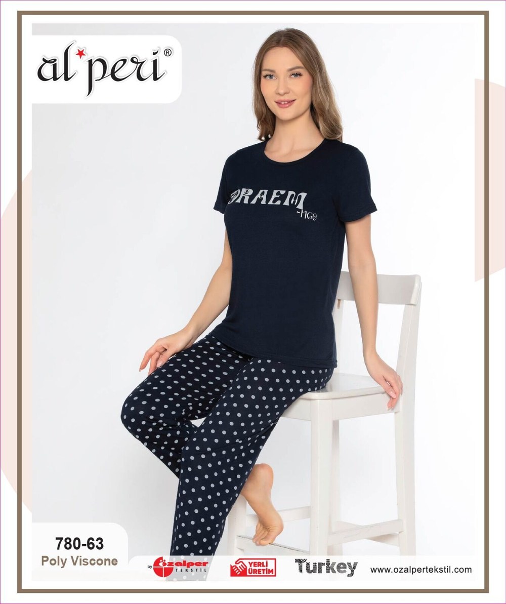 Alperi 780-63 (m-L-Xl-Xxl) Bayan Viskon Kısa Kollu Pijama Takım 4'lü