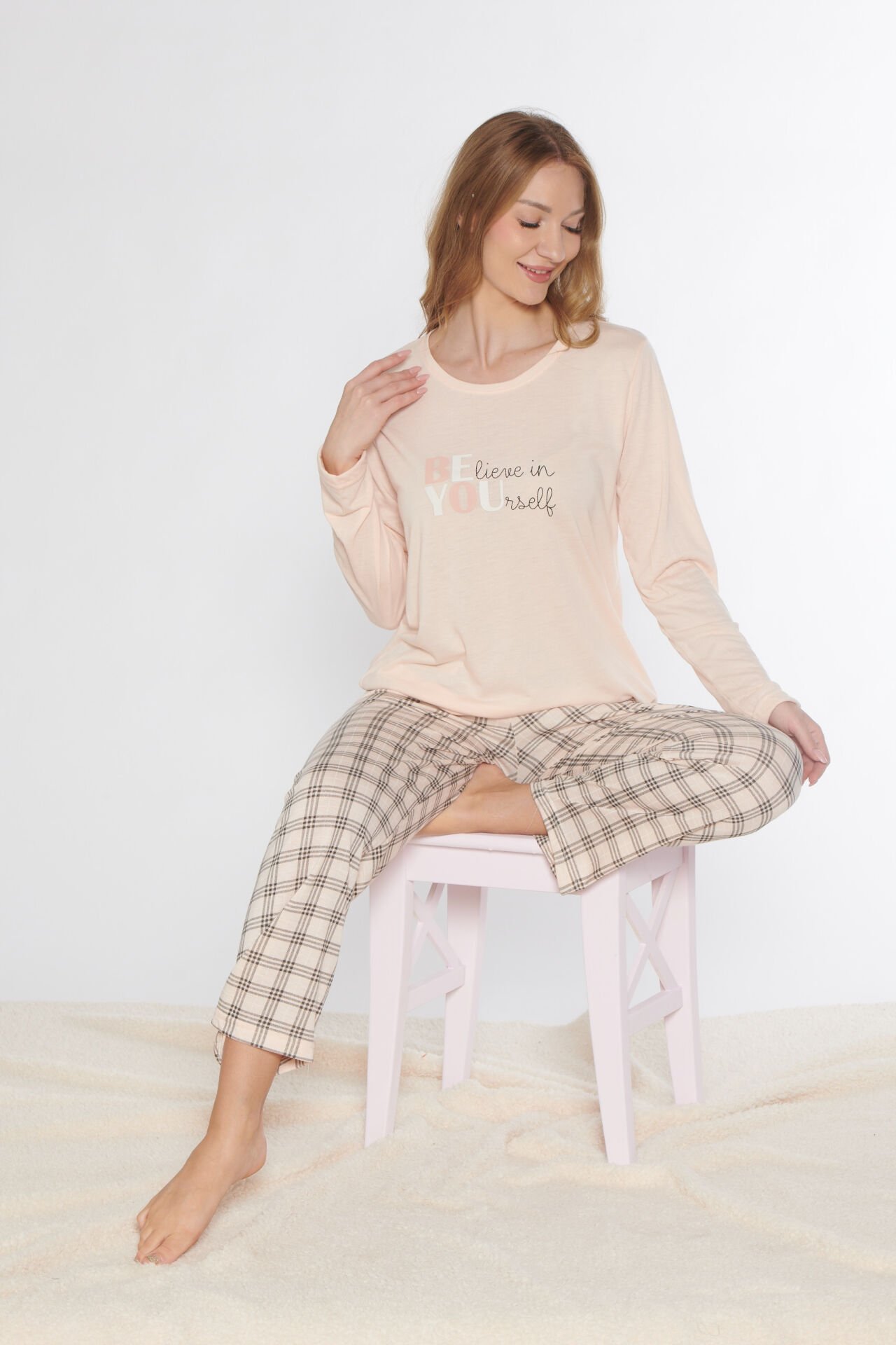 Alperi 790-84 (m-L-Xl-Xxl) Bayan Viskon Uzun Kollu Pijama Takım 4'lü