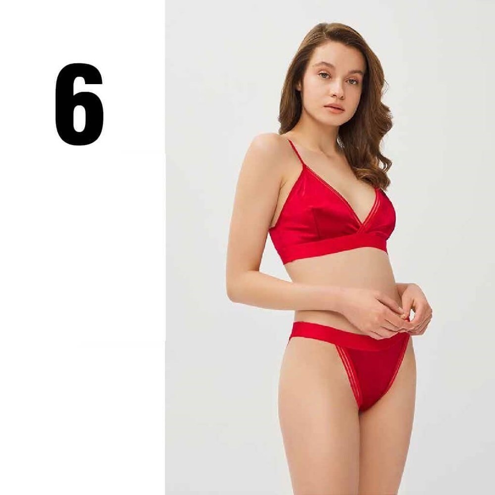 Cansoy 321 Kırmızı Balensiz Desteksiz Kadife Sütyen Takım 6'lı