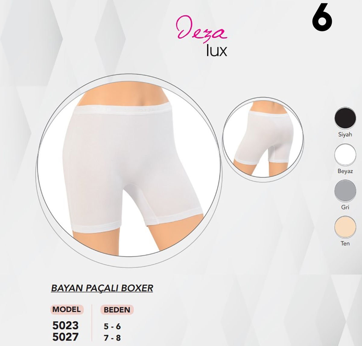 Dondeza 5027 Paçalı Bayan Boxer 6'lı