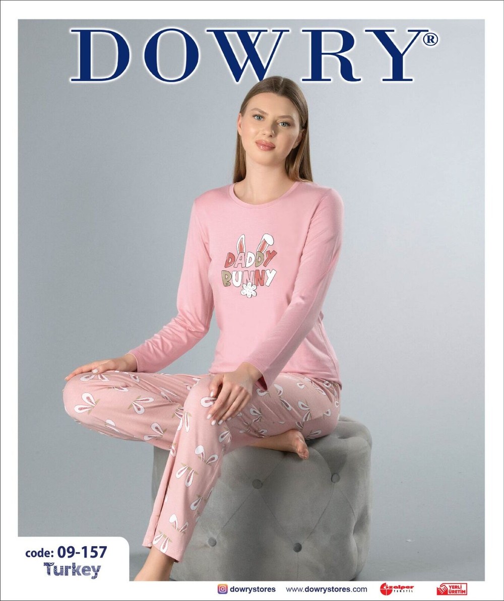 Dowry 09-157 (s-M-L-Xl) Uzun Kollu Bayan Pijama Takımı 4'lü