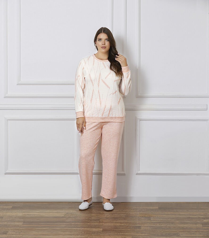 Dowry B09-126 (2XL-3XL-4XL-5XL) Uzun Kollu Bayan Pijama Takımı 4'lü