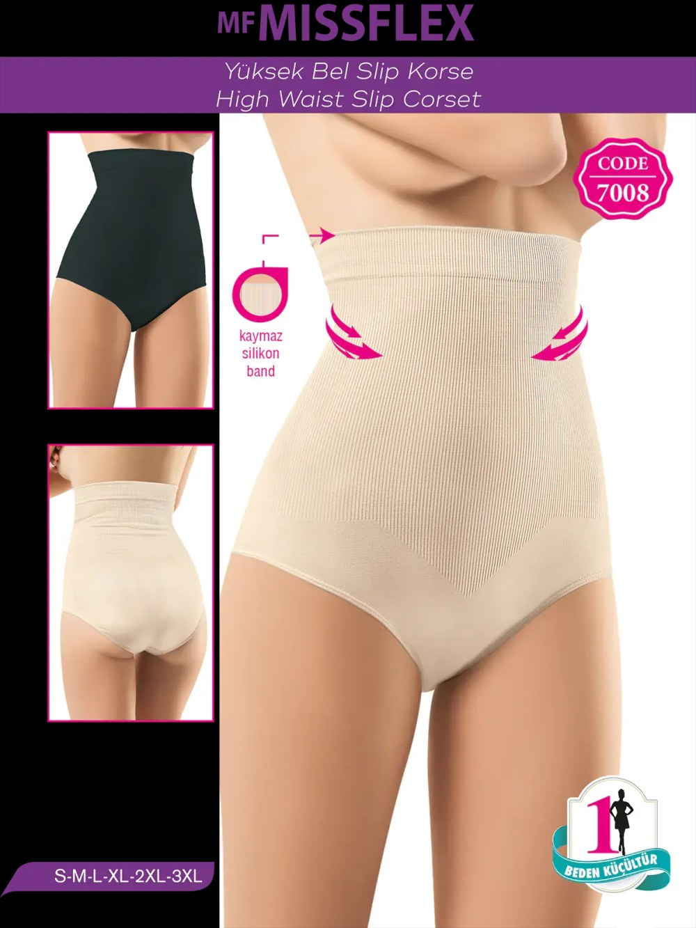 Mf Mıss Flex 7008 Dikişsiz Yüksek Bel Slip Korse