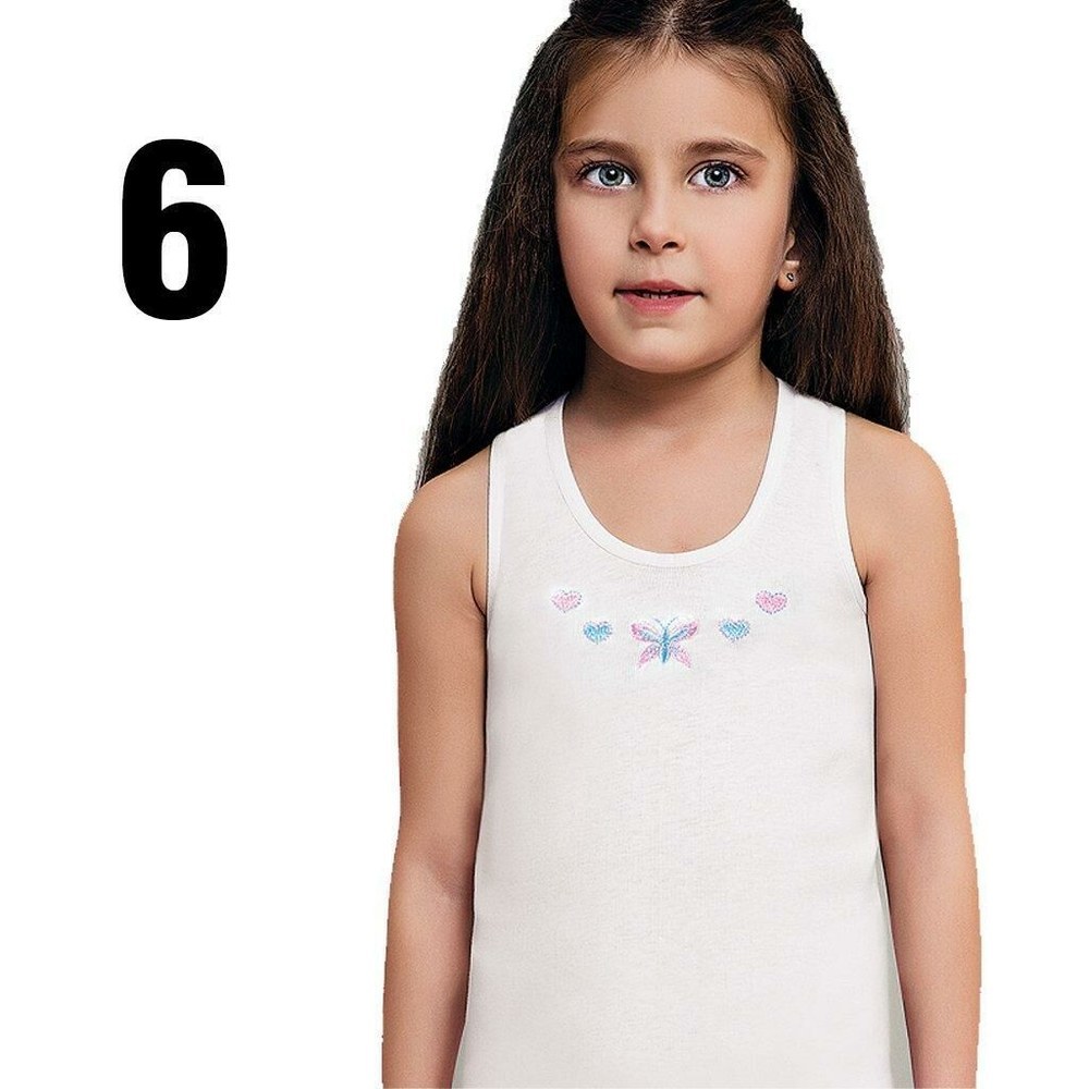 Güryıldız 27220 Geniş Askılı İşlemeli Kız Çocuk Atlet 6'lı