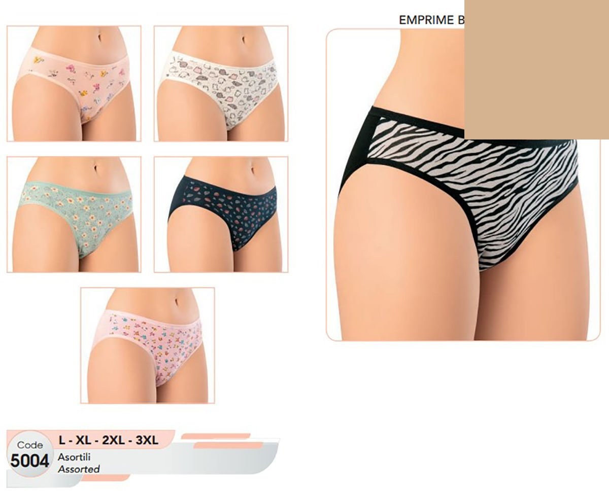 Kota 5004 (M-L-XL-2XL-3XL) Bayan Desenli Bikini 12'li