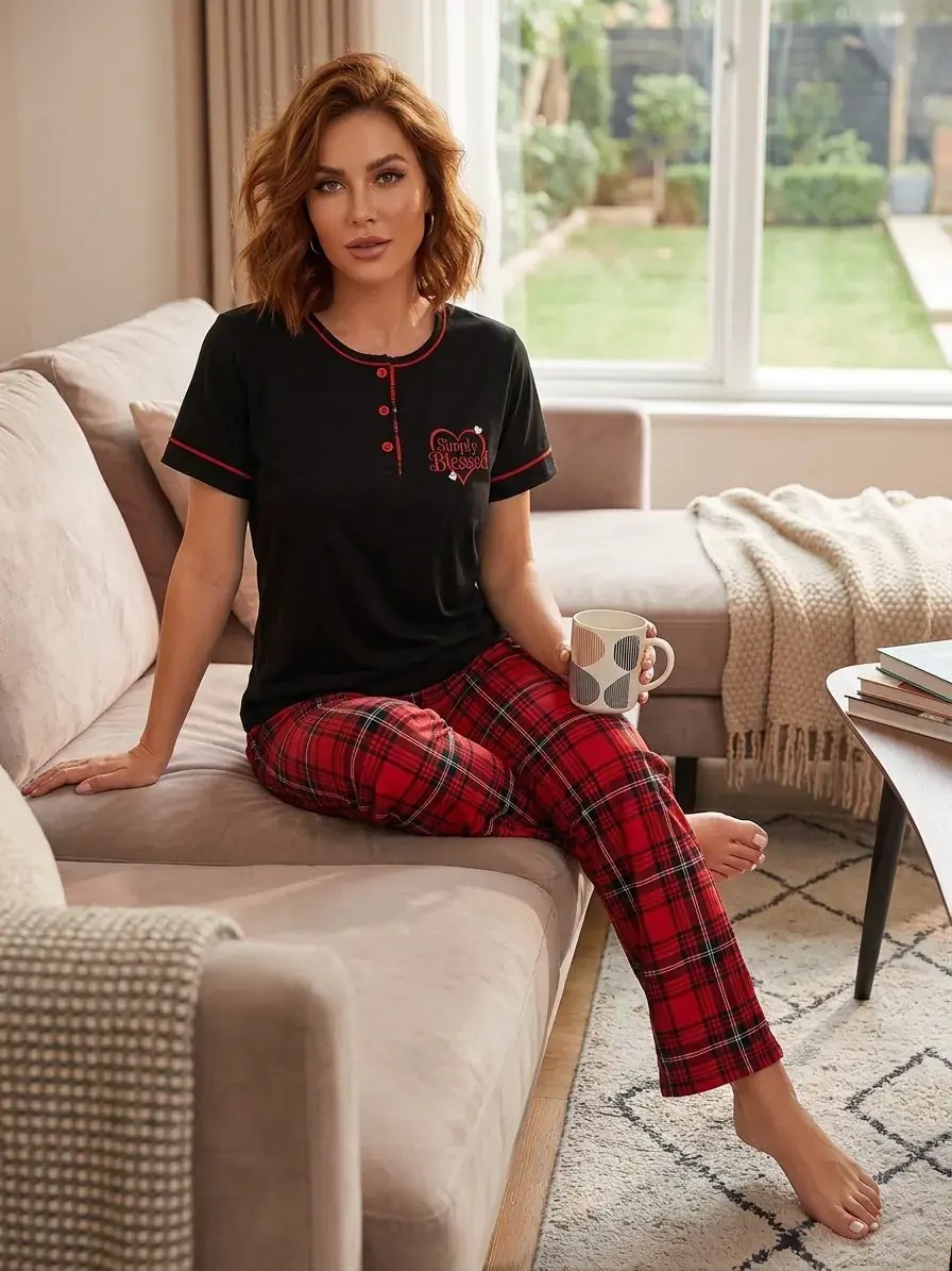 Kapitex 59200 (m-L-Xl-Xxl) Likralı Penye Bayan Kısa Kol Pijama Takım 4'lü