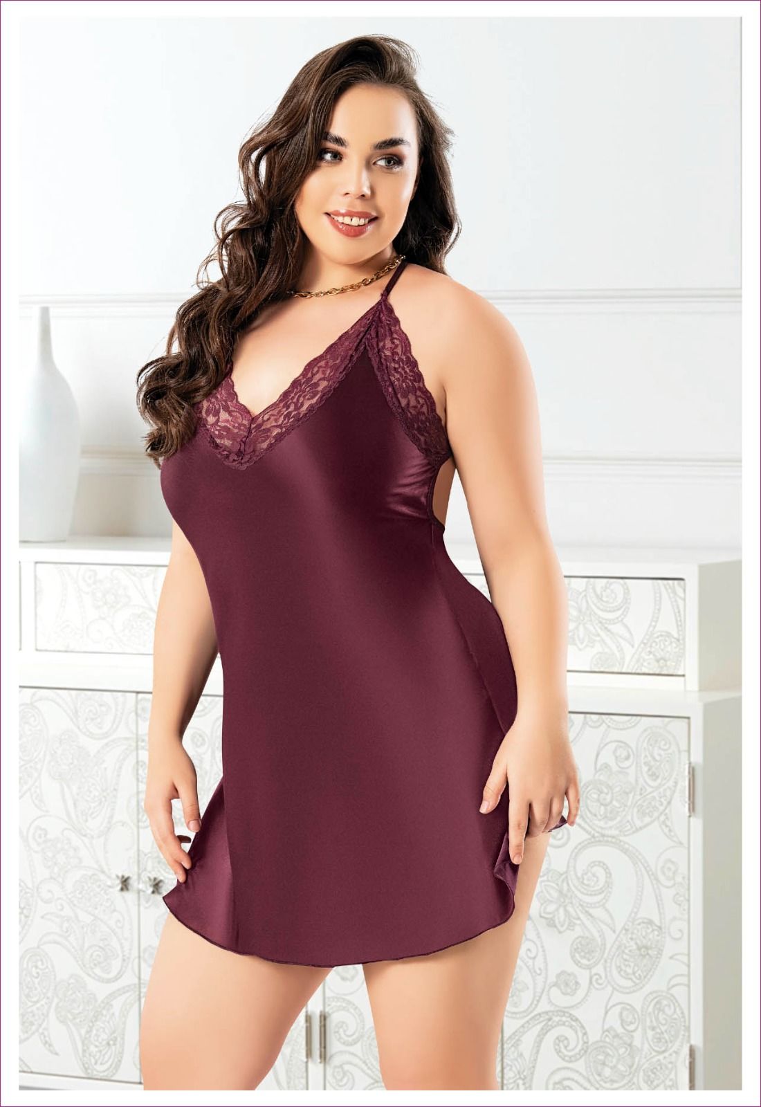 Miss Laris 4035 (2XL-3XL-4XL) Battal Beden Bayan Saten Gecelik