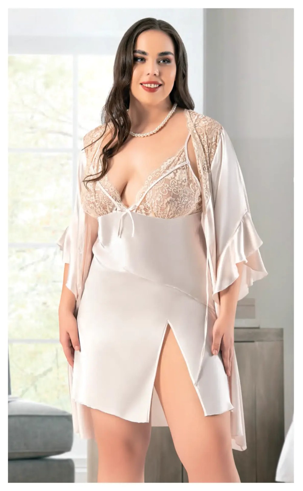 Miss Laris 6004 (2XL-3XL-4XL) Battal Beden Bayan İkili Saten Takım