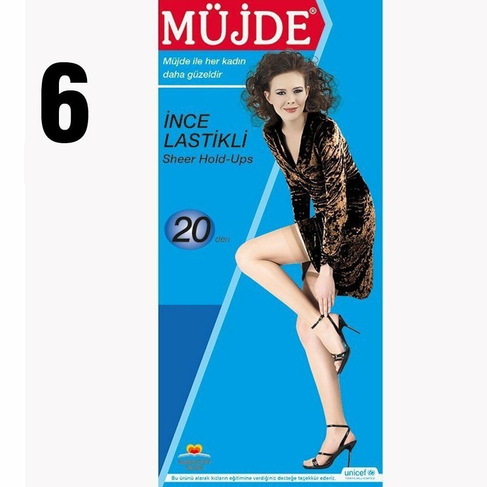 Müjde 20 Den İnce Lastikli Çorap 6'lı